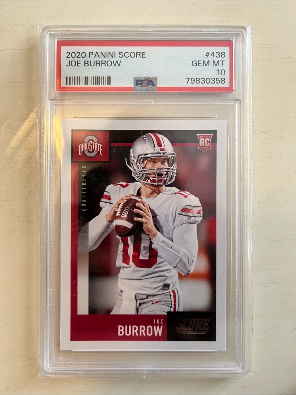 Panini Score Joe Burrow Rookie Card - White & Red